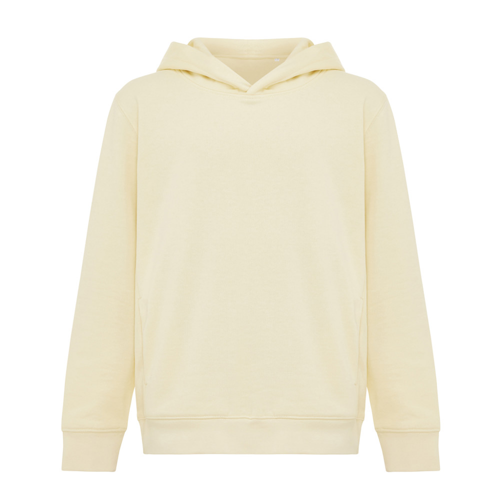 IQONIQ Yengo kids recycled cotton hoodie with sidepockets - cream yellow (± PMS 12-0717 TCX)