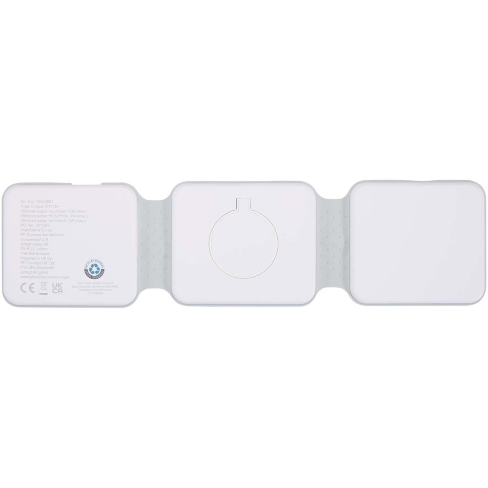 Armus 3-in-1 15W recycled plastic foldable wireless charger