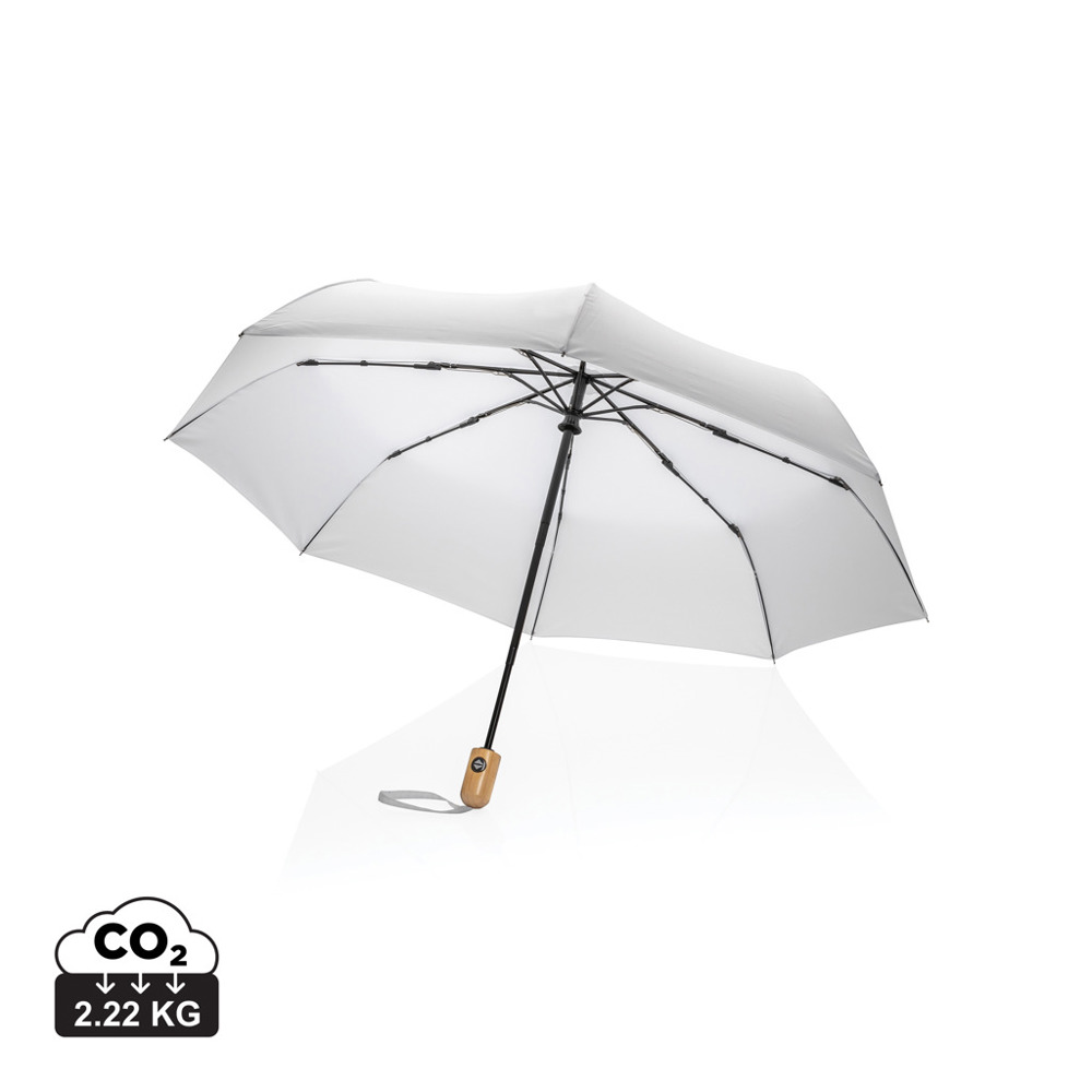 21" Impact AWARE™ RPET 190T bamboo auto open/close umbrella