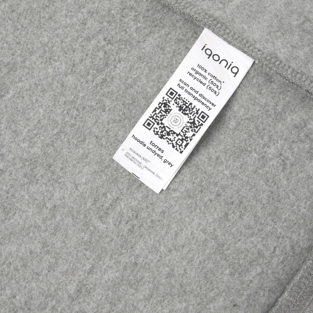 IQONIQ Torres recycled cotton hoodie undyed