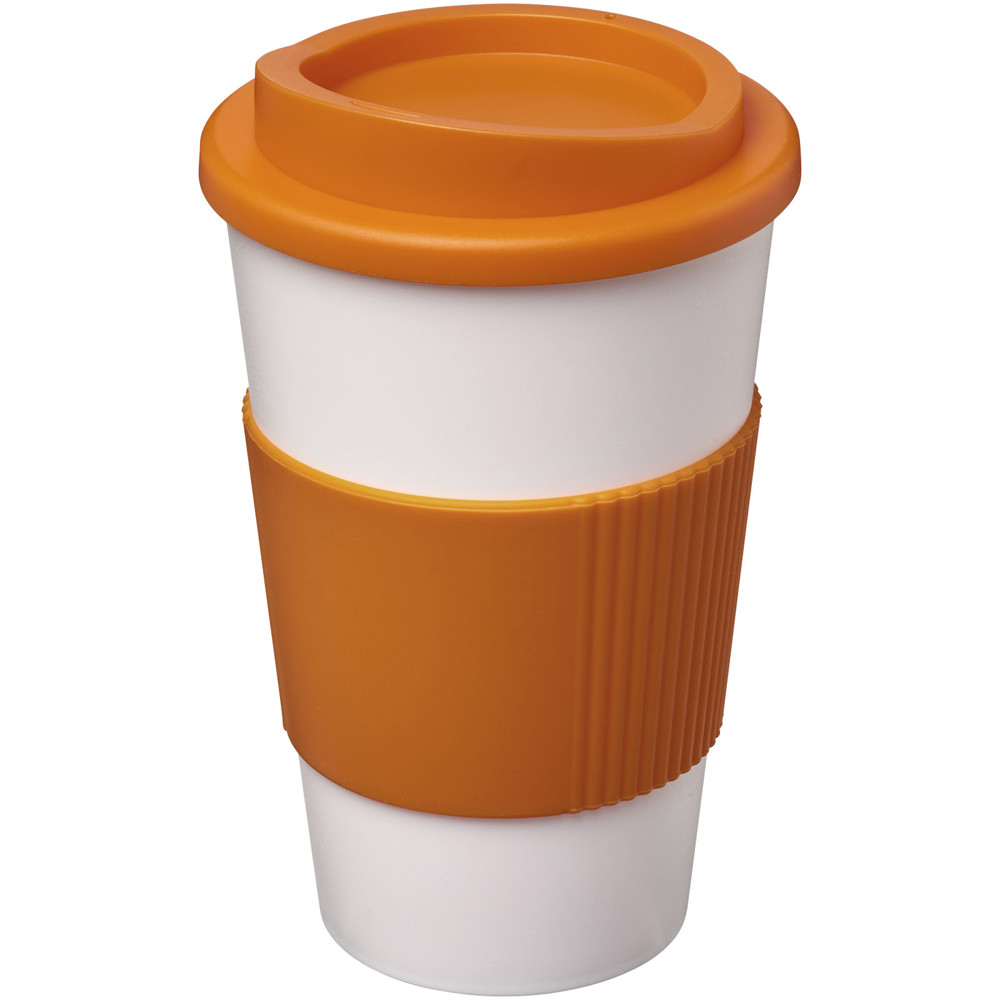 Americano® 350 ml insulated tumbler with grip - White, Orange