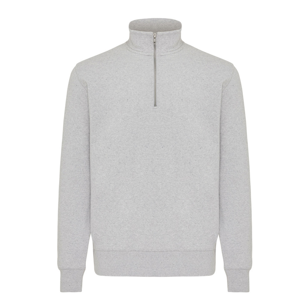 IQONIQ Elgon recycled cotton quarter zip sweater - light heather grey (± PMS light heather grey)