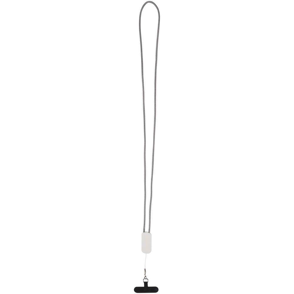 Anser recycled plastic smartphone lanyard with 27W 5-in-1 built-in cable - White