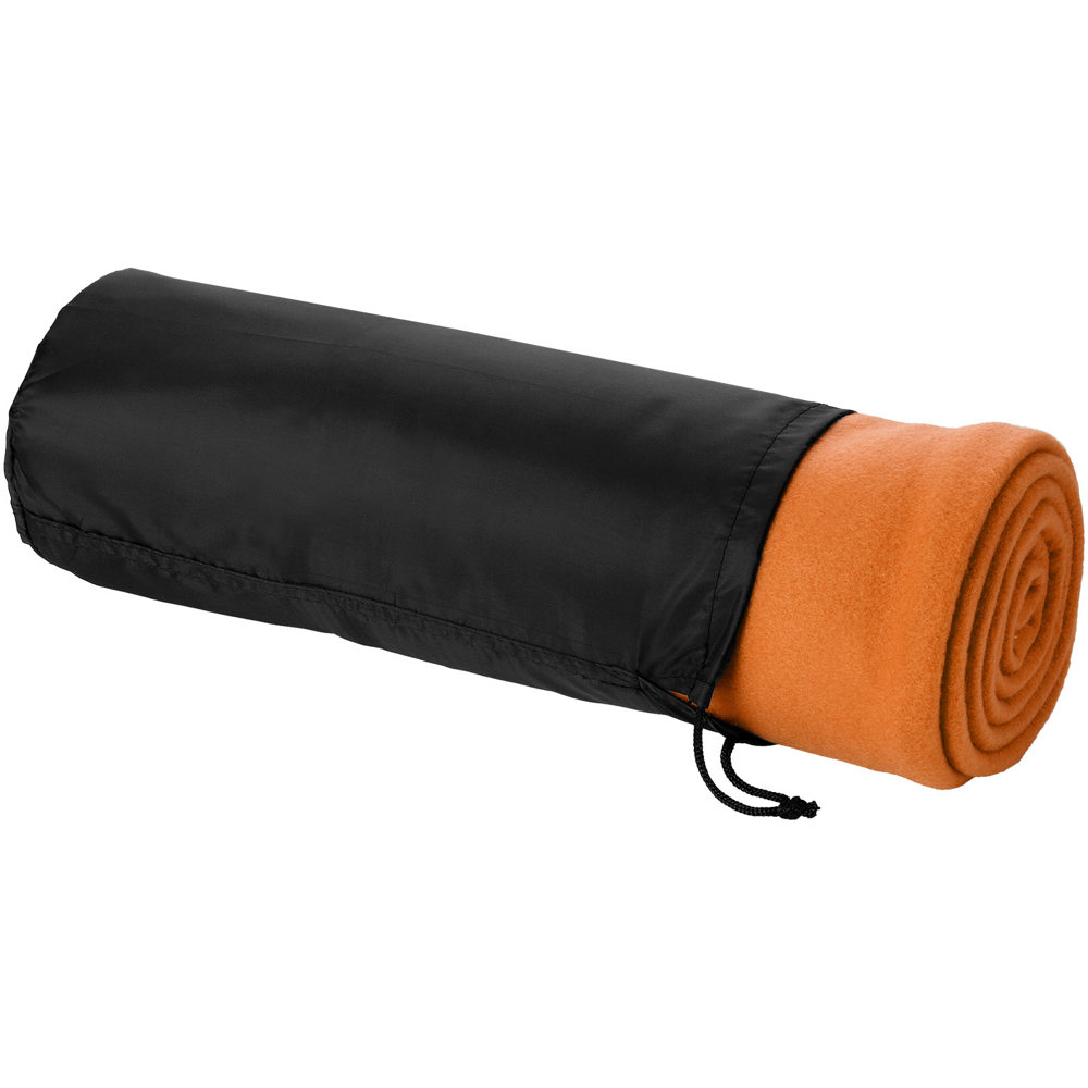 Huggy fleece plaid blanket with carry pouch 150x120 cm - Orange