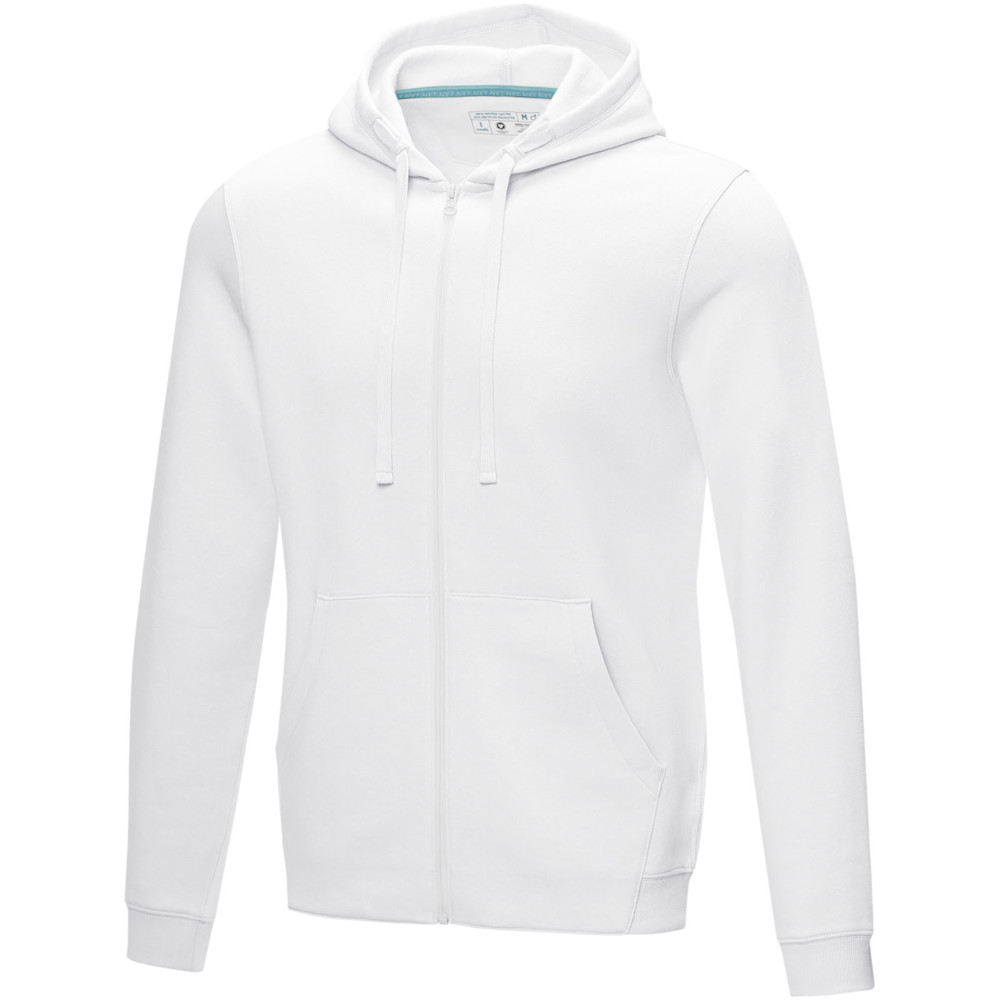 Ruby men’s organic recycled full zip hoodie - White