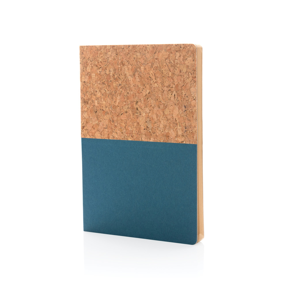 A5 cork & kraft notebook - blue (± PMS 5405)