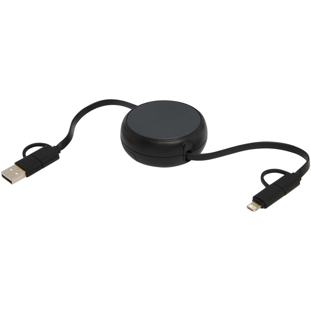 Alasia 5-in-1 100 cm recycled plastic and aluminium retractable data sync and 45W fast charge cable