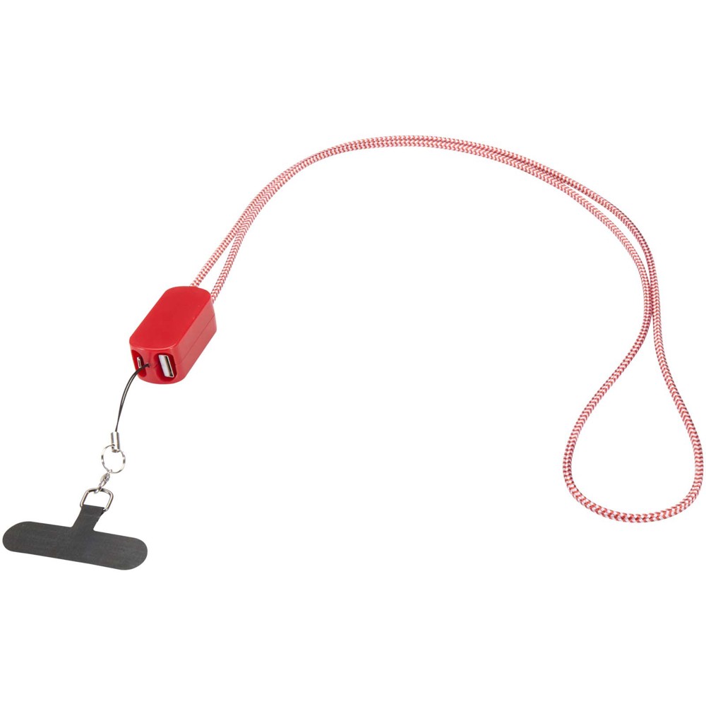 Anser recycled plastic smartphone lanyard with 27W 5-in-1 built-in cable