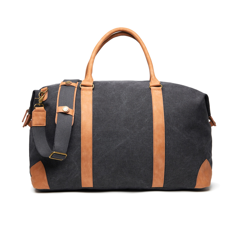 VINGA Bosler RCS recycled canvas duffelbag - black (± PMS 433)