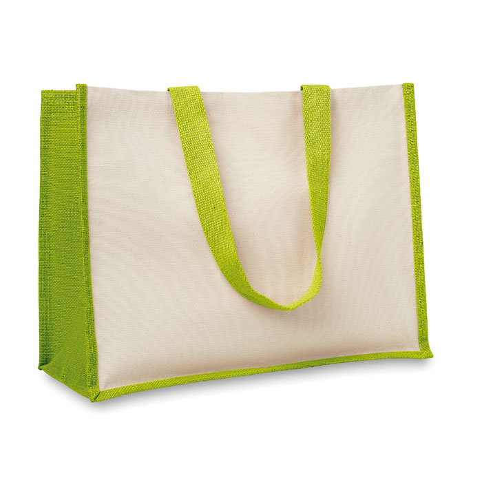 CAMPO DE FIORI - Jute and canvas shopping bag - lime
