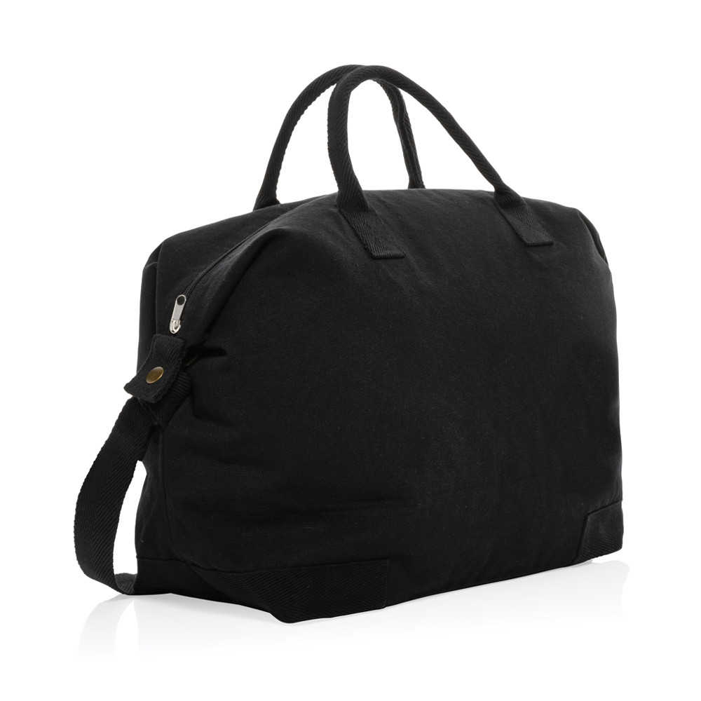 Kezar AWARE™ 500 gsm recycled canvas deluxe weekend bag - black (± PMS Black)