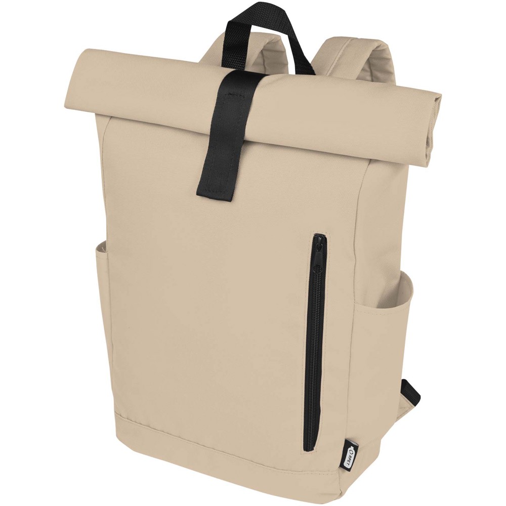 Byron 15.6" GRS RPET roll-top backpack 18L - Oatmeal