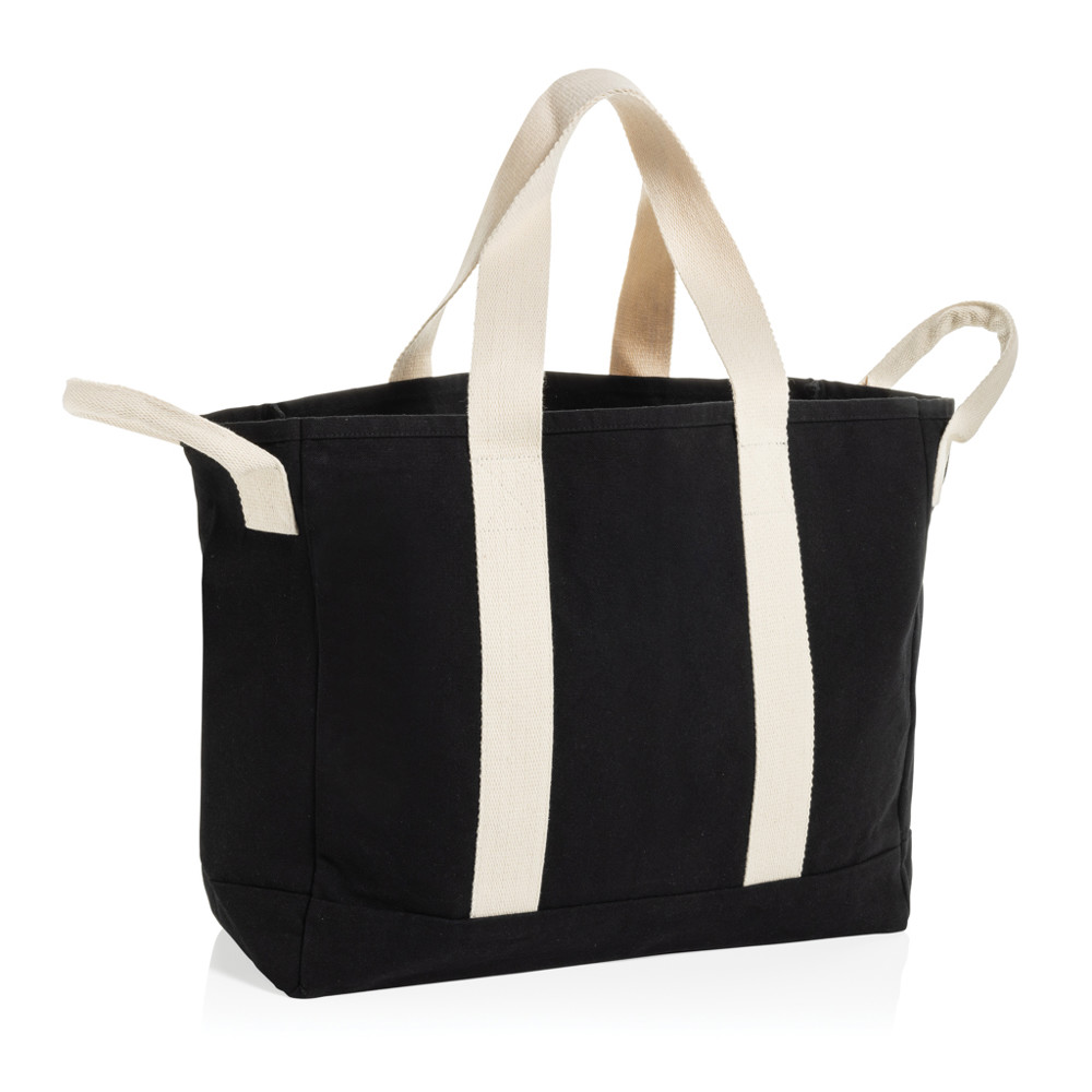 BEAU AWARE™ Beach bag 400gsm recycled canvas, with side hand - black (± PMS Black)