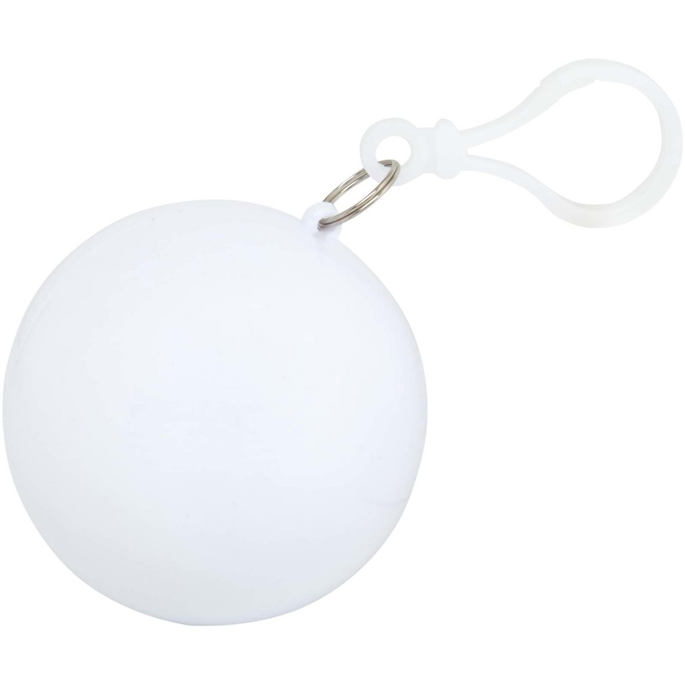 Fog poncho in round plastic container with carabiner