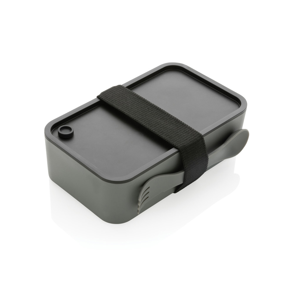 PP lunch box with spork - grey (± PMS Cool Grey 9)