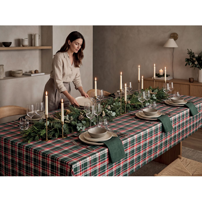 SANTABLE - Chequer cotton tablecloth set