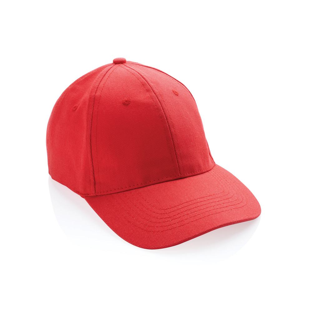 Impact 6 panel 280gr Recycled cotton cap with AWARE™ tracer - luscious red (± PMS 17-1663TCX)
