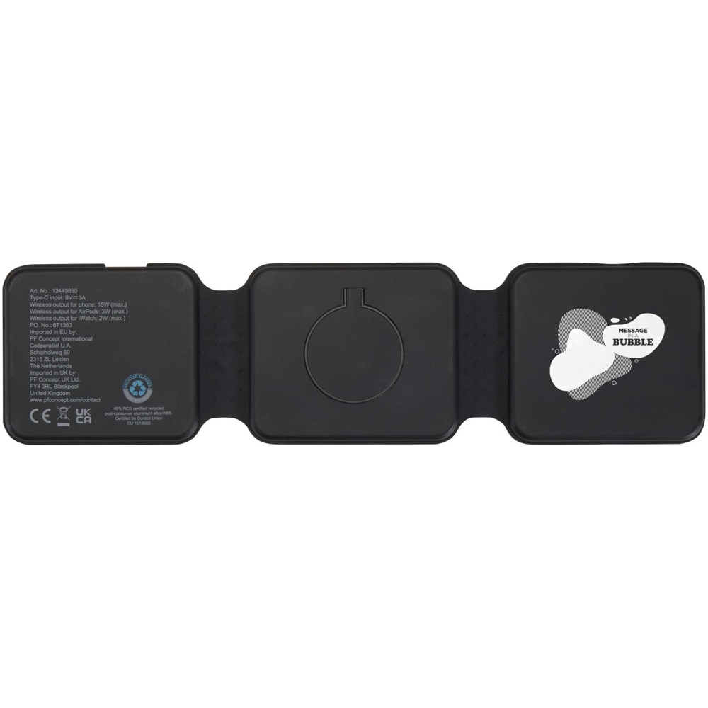 Armus 3-in-1 15W recycled plastic foldable wireless charger