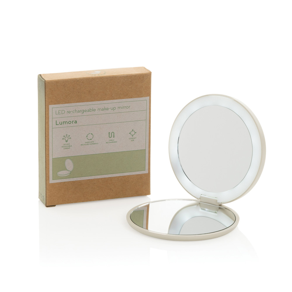 Lumora RCS recycled plastic LED re-chargeable make-up mirror
