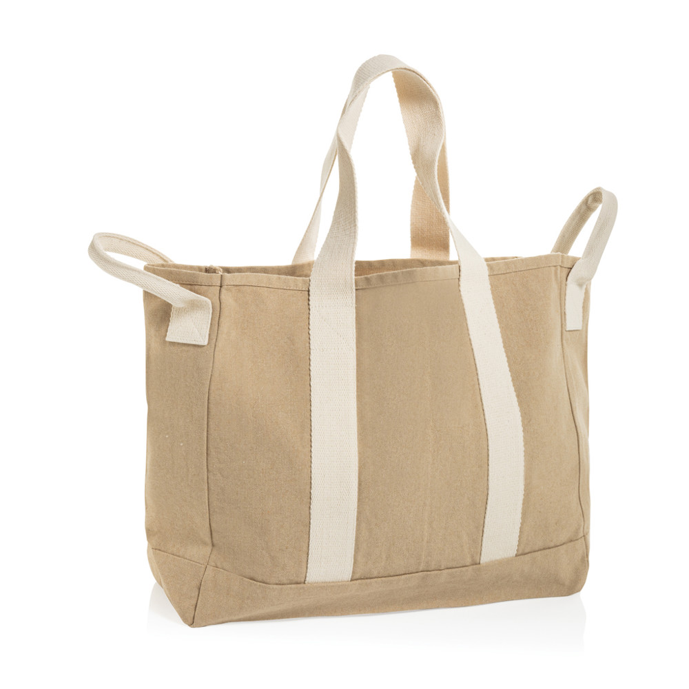 BEAU AWARE™ Beach bag 400gsm recycled canvas, with side hand - beige (± PMS beige)