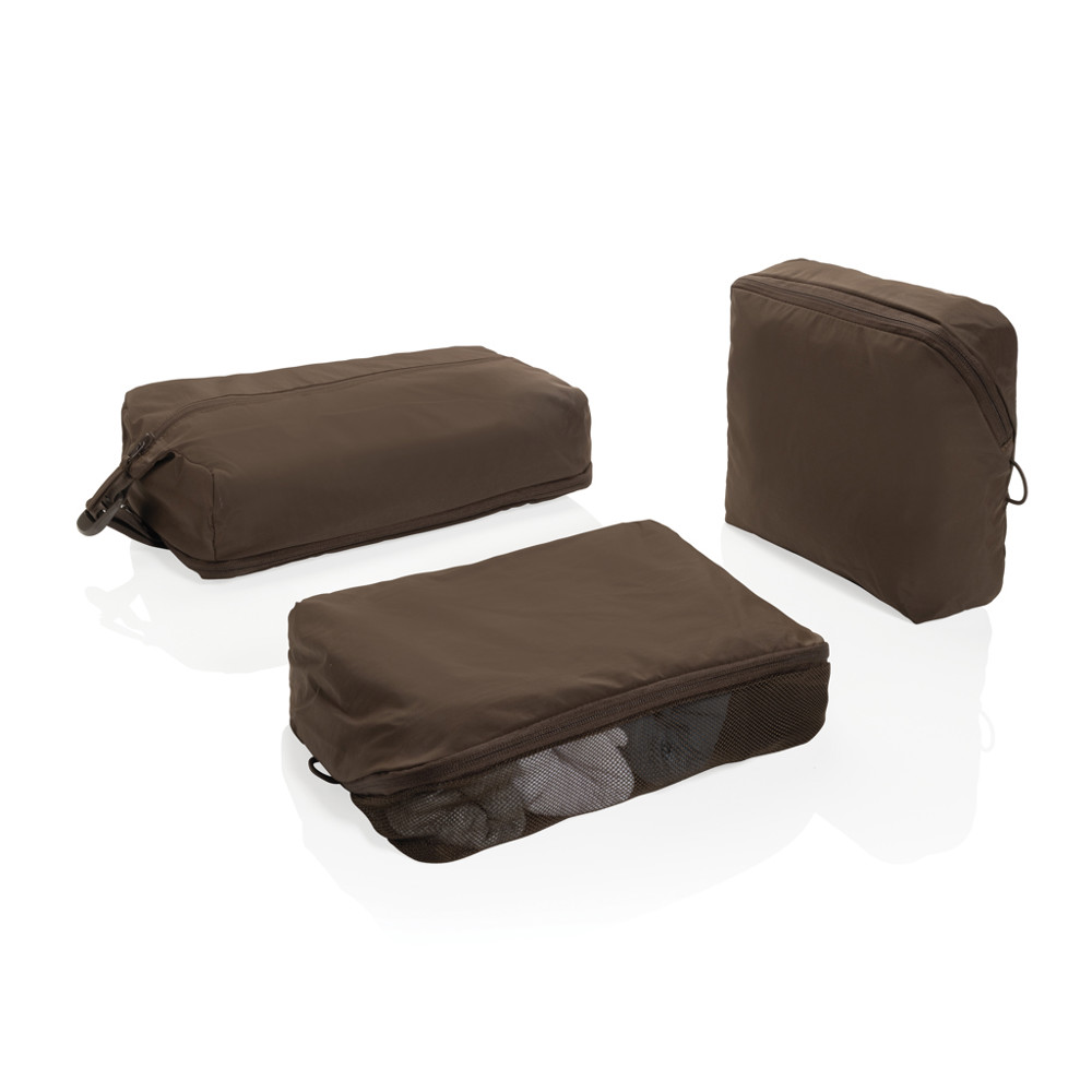 KENTO URBAN RCS recycled nylon packing cube set - brown (± PMS 4273C)