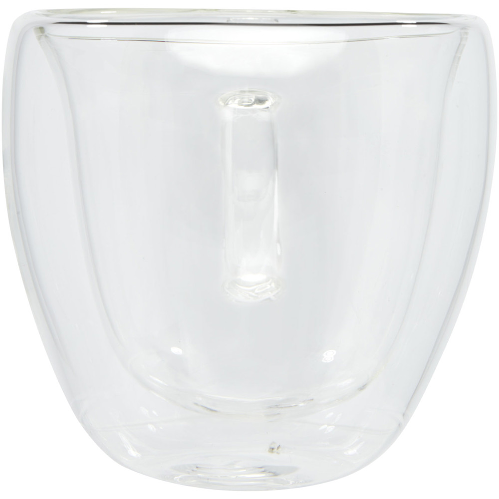Manti 2-piece 100 ml double-wall glass cup with bamboo coaster 