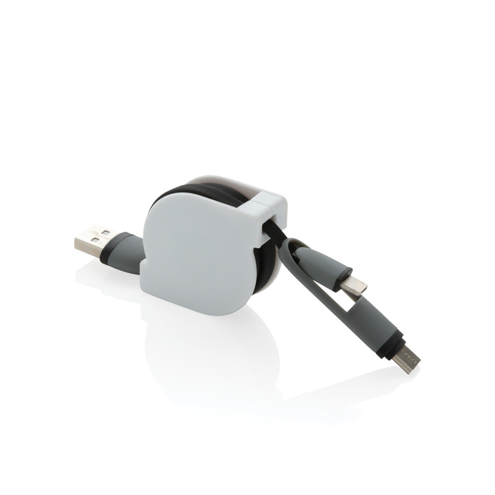 3-in-1 retractable cable - black (± PMS Black)