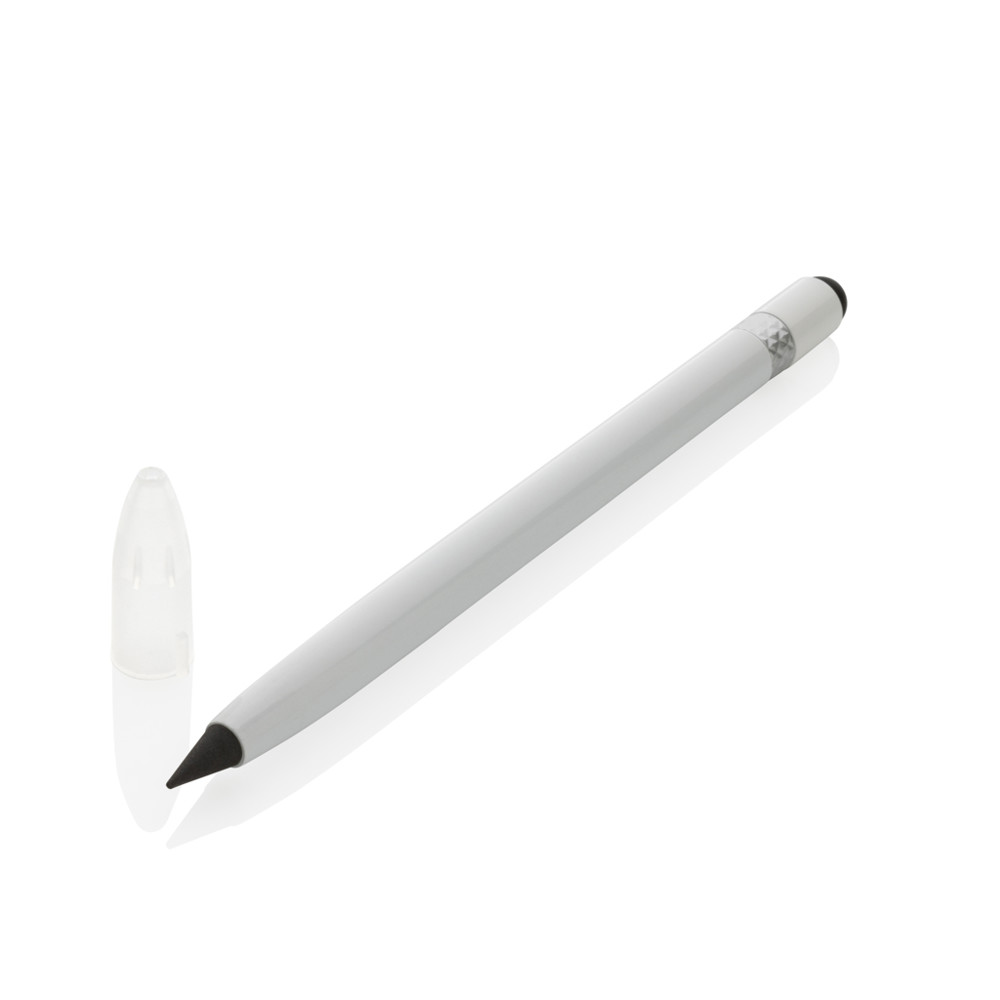 Aluminium inkless pen with eraser - white (± PMS White)