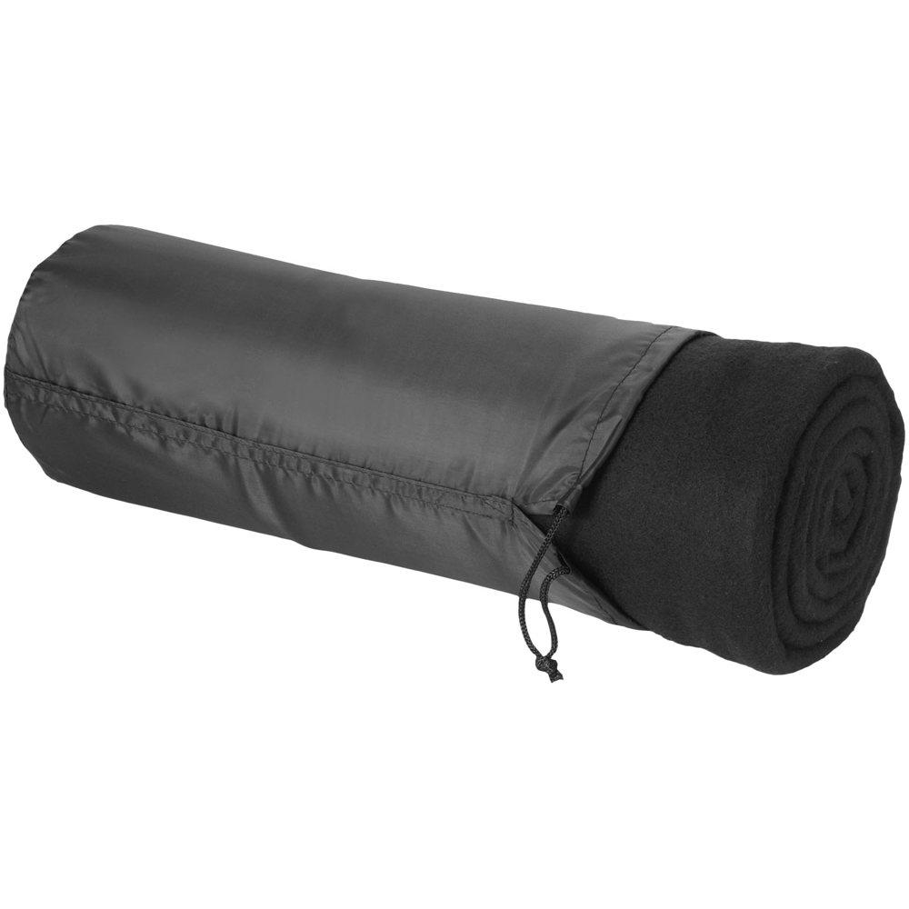 Huggy fleece plaid blanket with carry pouch 150x120 cm - Black
