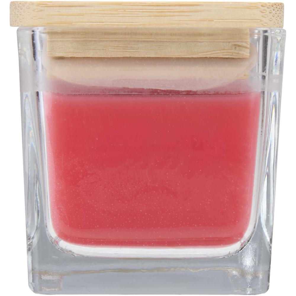 Ambra square glass candle with bamboo lid