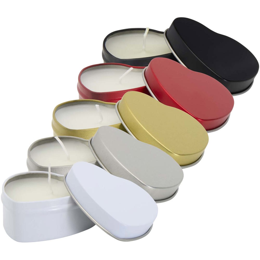 Blissful heart-shaped tin candle with vanilla aroma