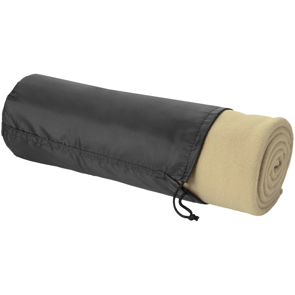 Huggy fleece plaid blanket with carry pouch 150x120 cm - Beige