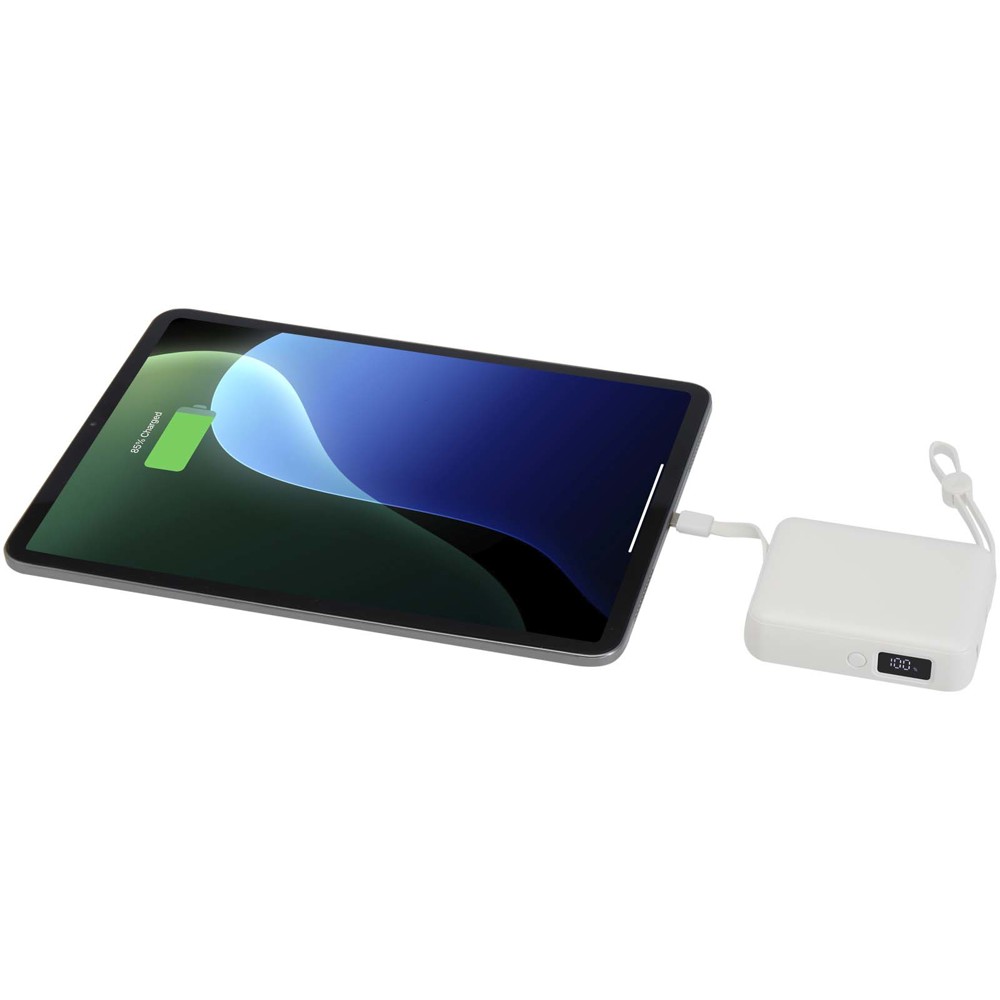Acrux 10.000 mAh 35W tablet power bank with built in Type-C cable - made from recycled plastic