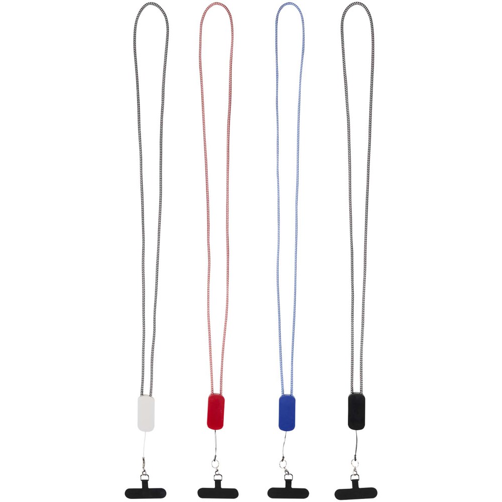 Anser recycled plastic smartphone lanyard with 27W 5-in-1 built-in cable