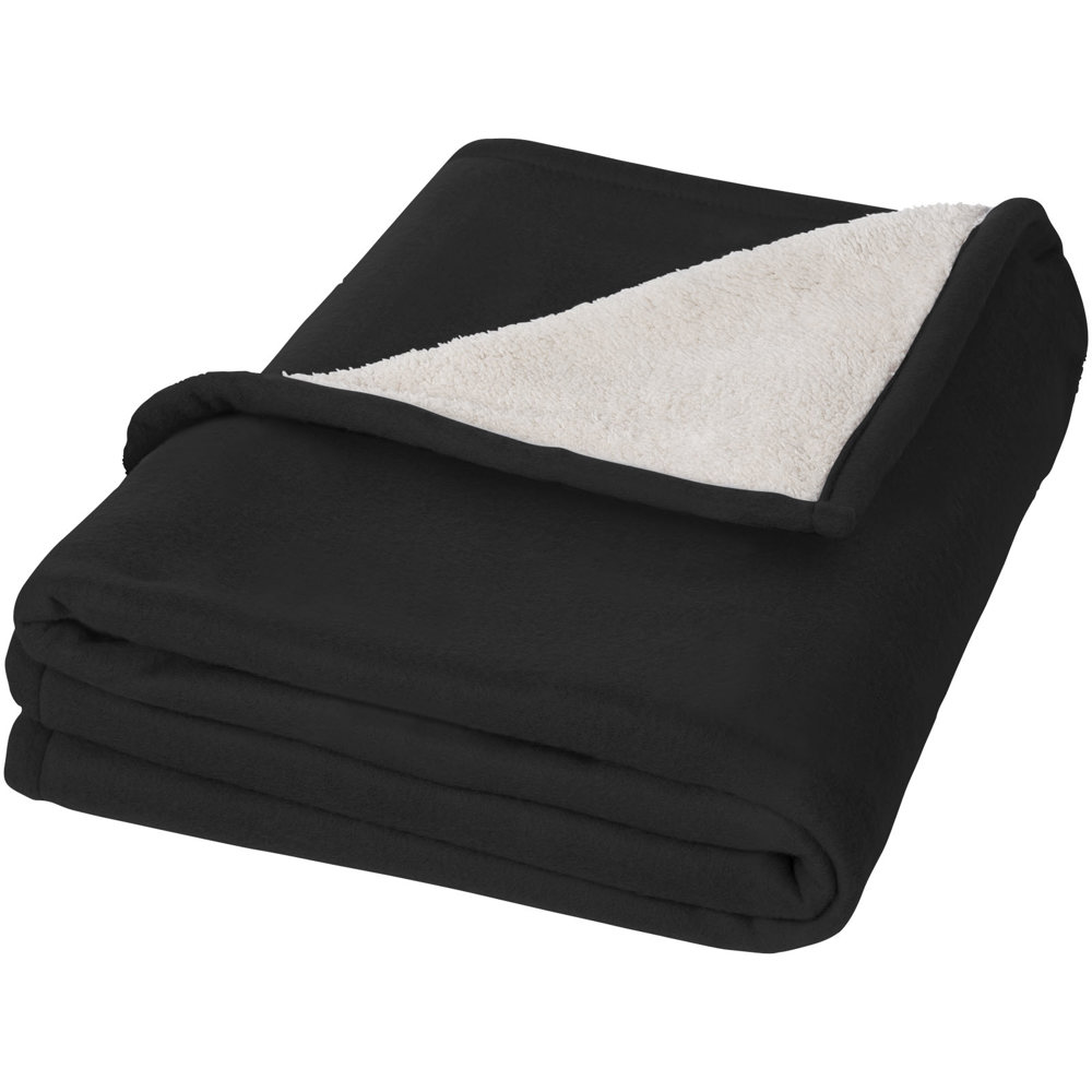 Springwood soft fleece and sherpa plaid blanket - Black, Off white