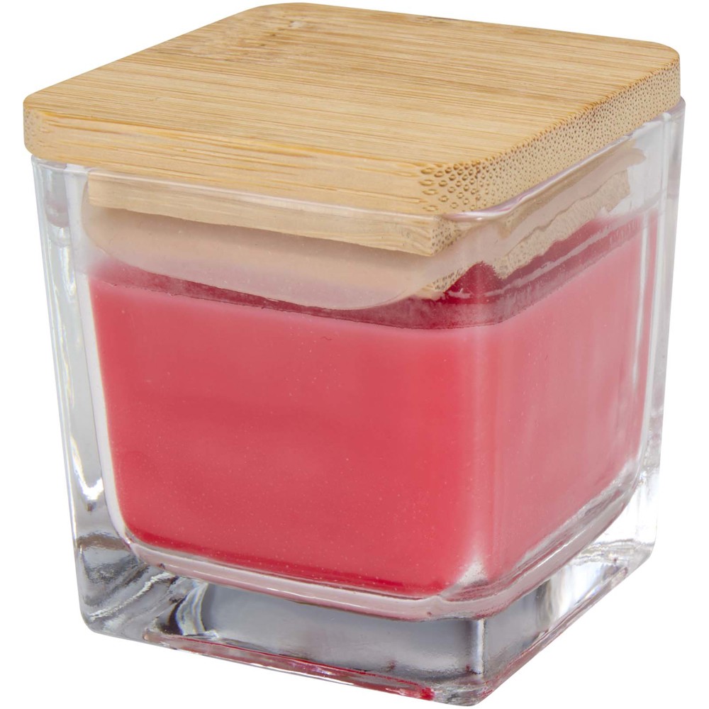 Ambra square glass candle with bamboo lid