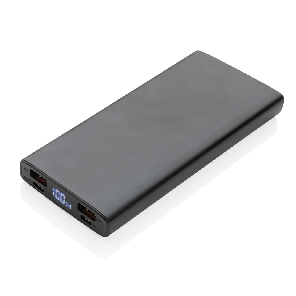Aluminium 18W 10.000 mAh PD Powerbank - black (± PMS Black)