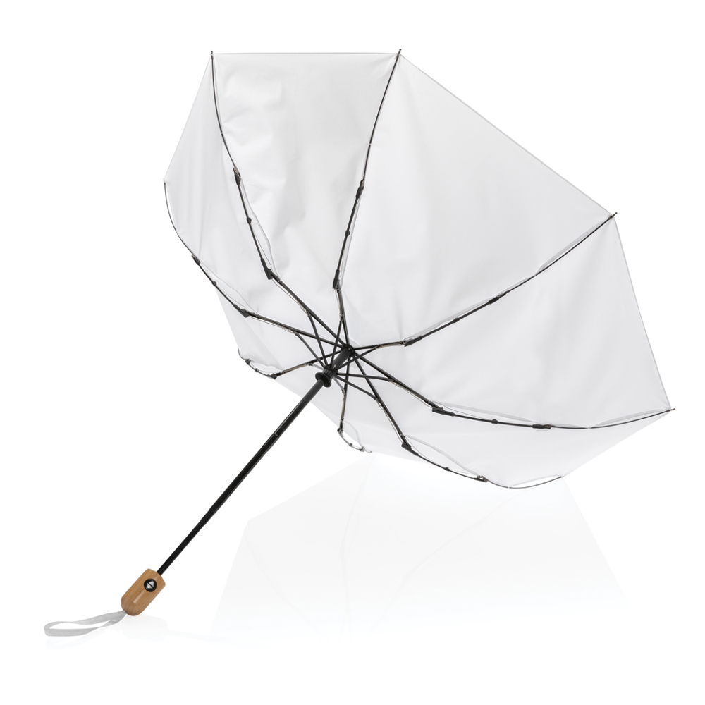 21" Impact AWARE™ RPET 190T bamboo auto open/close umbrella