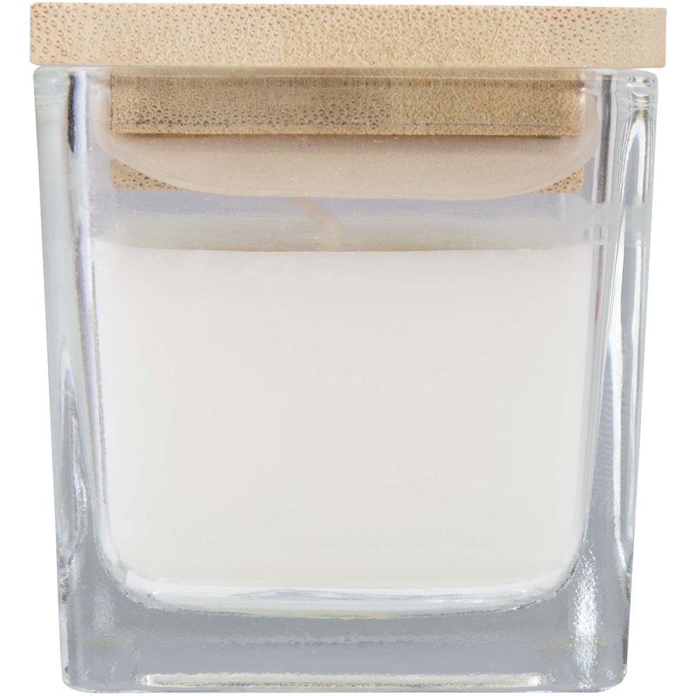 Ambra square glass candle with bamboo lid