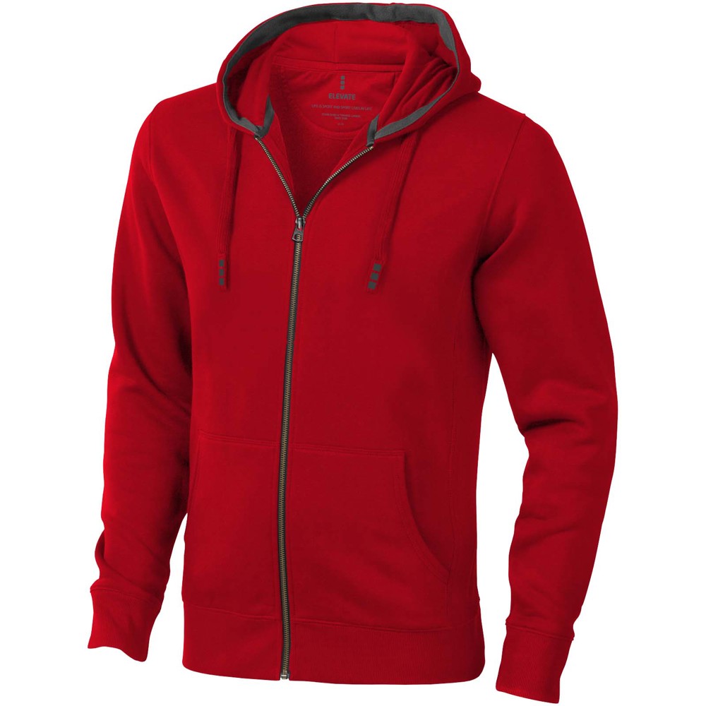 Arora 300 g/m2 unisex full zip hoodie - Red