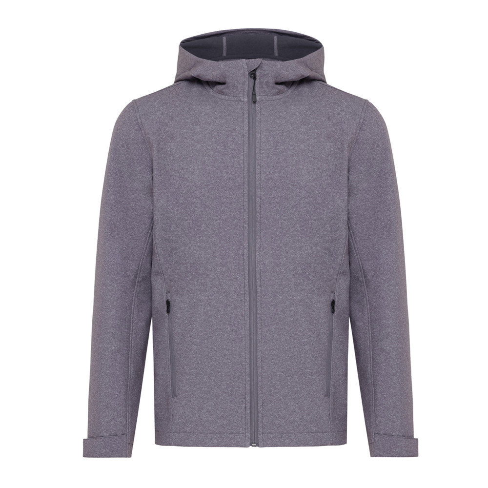 IQONIQ Makalu men recycled polyester soft shell jacket - vulcano heather grey (± PMS 17-3911 TCX)