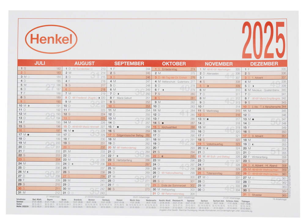 Henkel Table Calendar A4