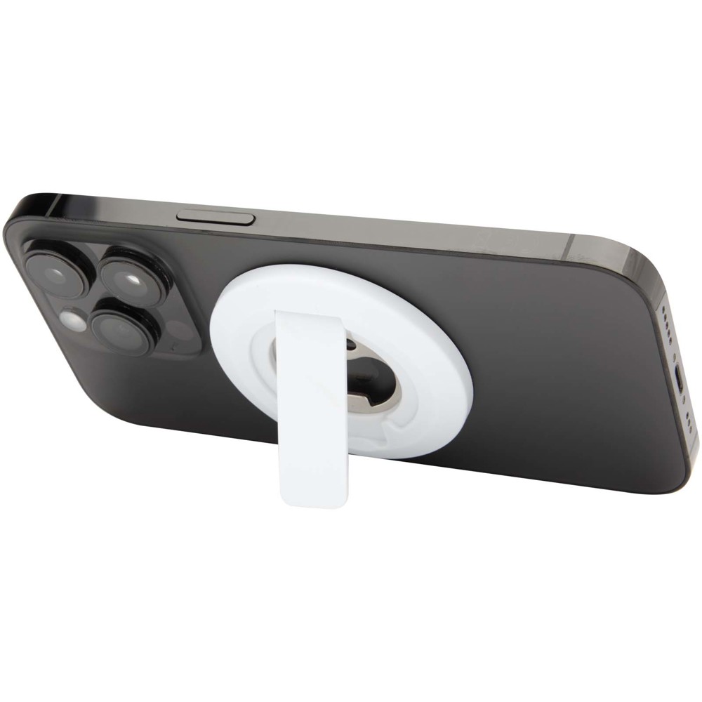 Ain recycled plastic magnetic phone stand with bottle opener - White