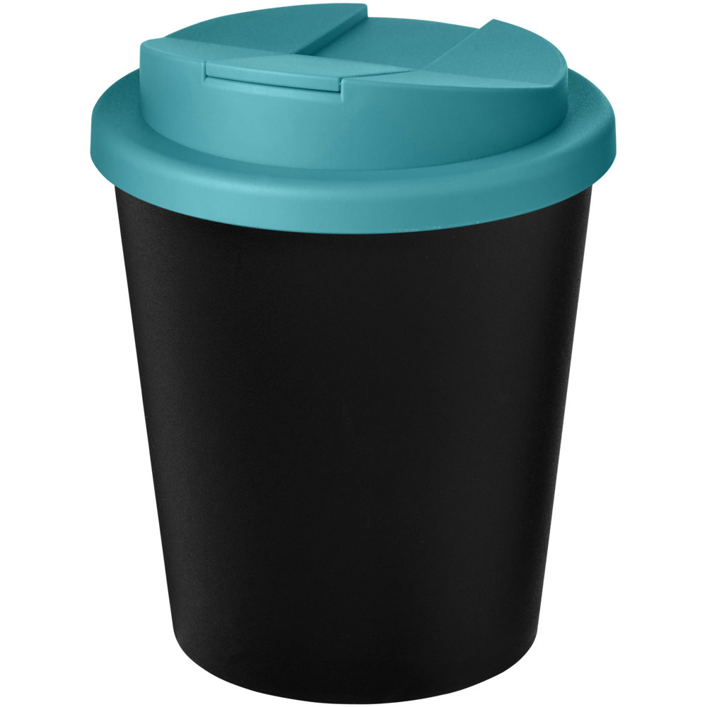 Americano® Espresso Eco 250 ml recycled tumbler with spill-proof lid - Black, Aqua blue
