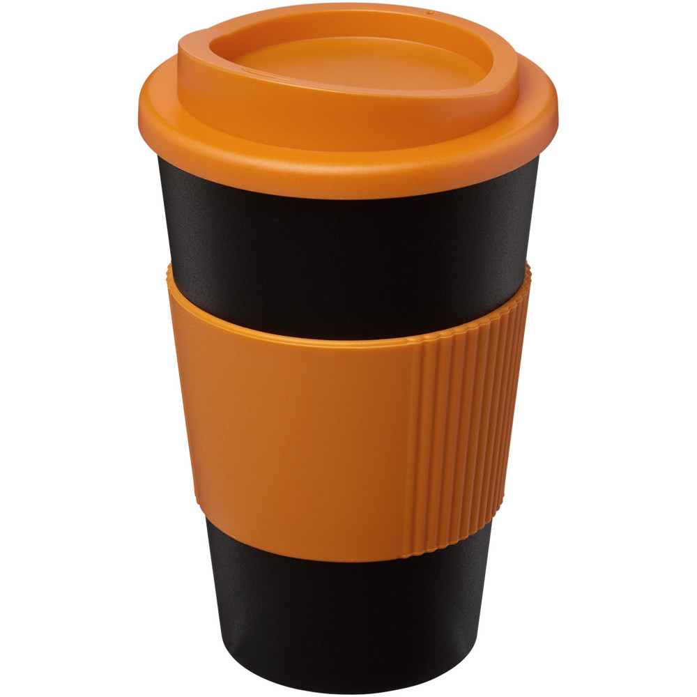 Americano® 350 ml insulated tumbler with grip - Black, Orange