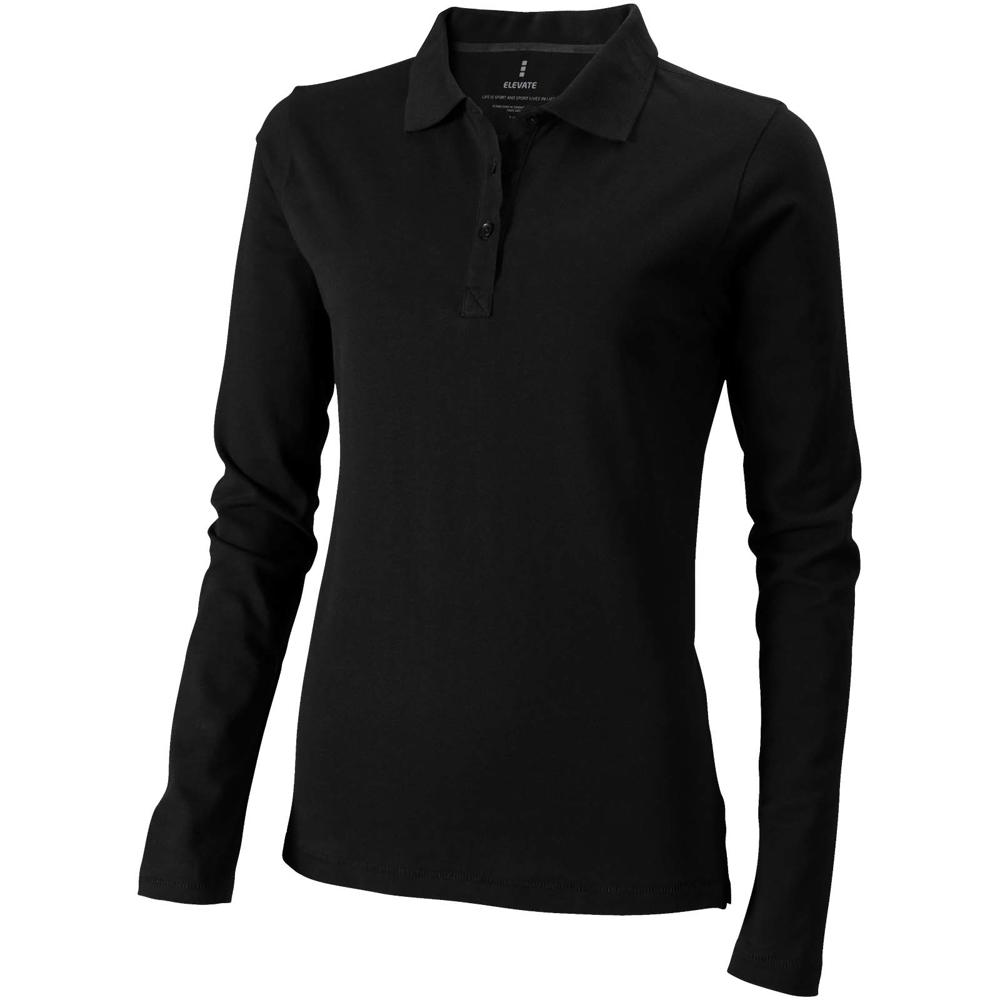 Calgary 180 g/m2 long sleeve women's polo - Black