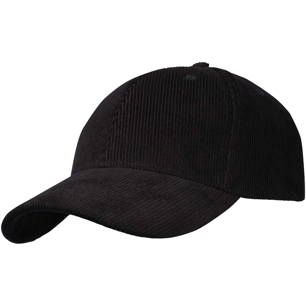 Hutton 6 panel 280 g/m² recycled corduroy cap - Black