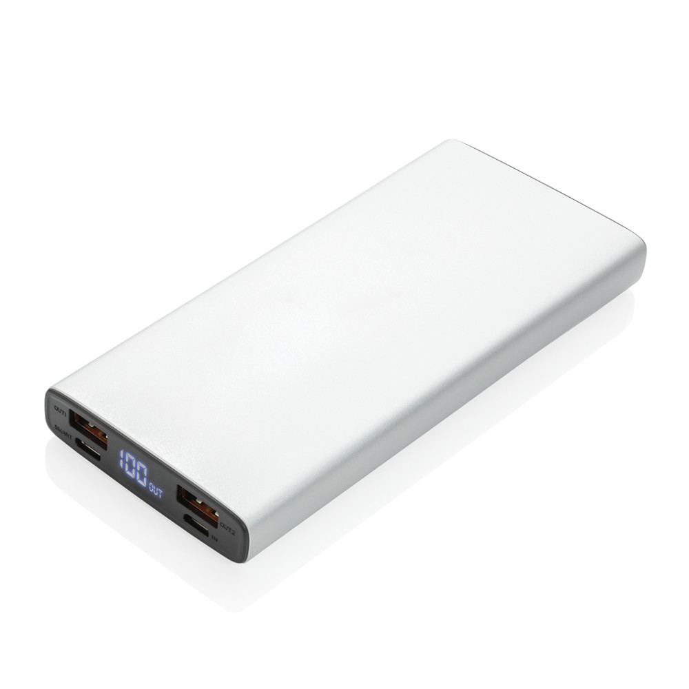 Aluminium 18W 10.000 mAh PD Powerbank - silver (± PMS 428)