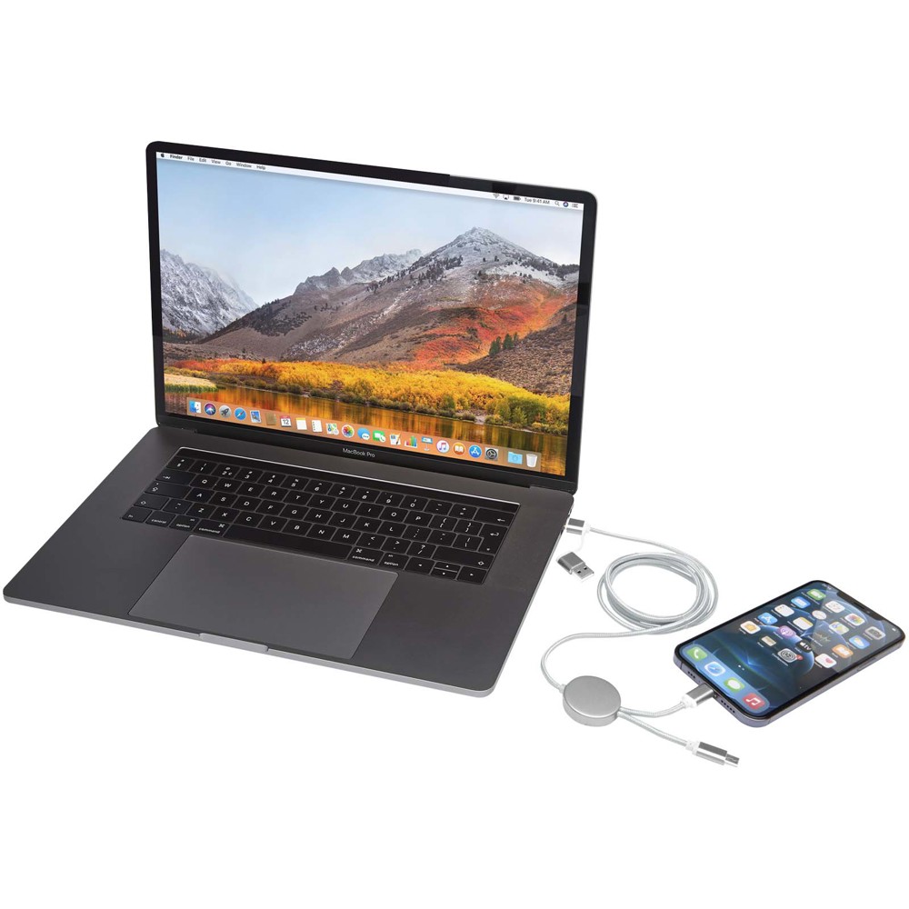 Alasia 5-in-1 recycled aluminium and plastic 150 cm data sync and 27W fast charge cable