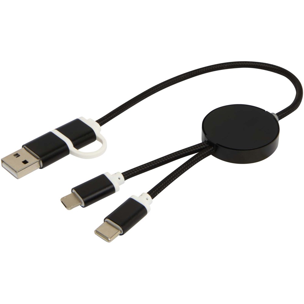 Alasia 5-in-1 recycled aluminium and plastic 30 cm data sync and 27W fast charge cable